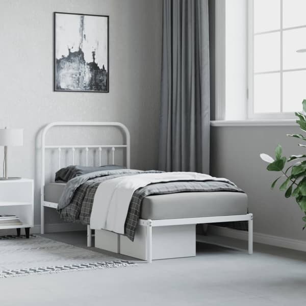 sengeramme med sengegavl 90x200 cm metal hvid