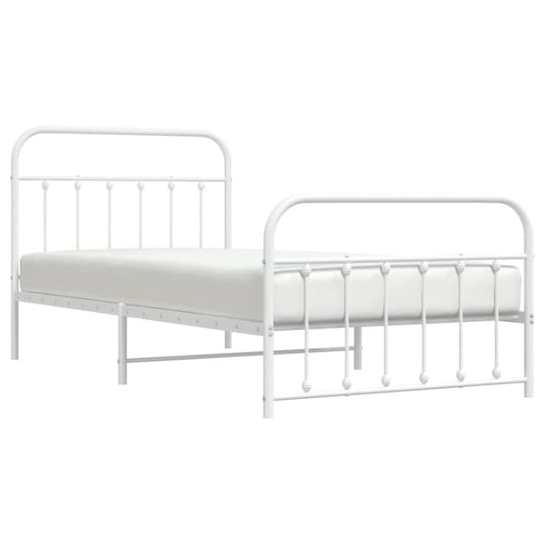 sengeramme med sengegavl og fodgærde 107x203 cm metal hvid