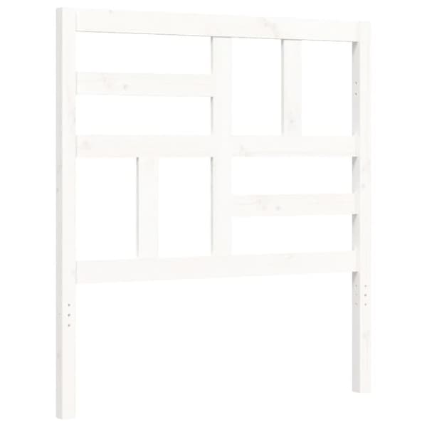Sängram med huvudgavel vit 90x200 cm massivt trä