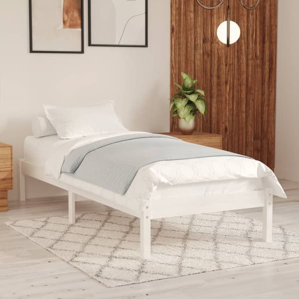 Sängram vit massiv furu 90x200 cm