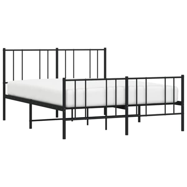 sengeramme med sengegavl og fodgærde 135x190 cm metal sort