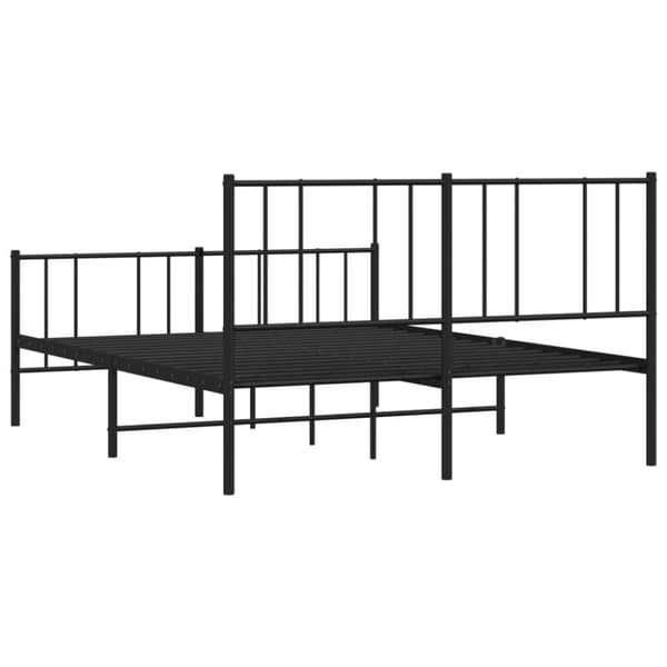 sengeramme med sengegavl og fodgærde 135x190 cm metal sort