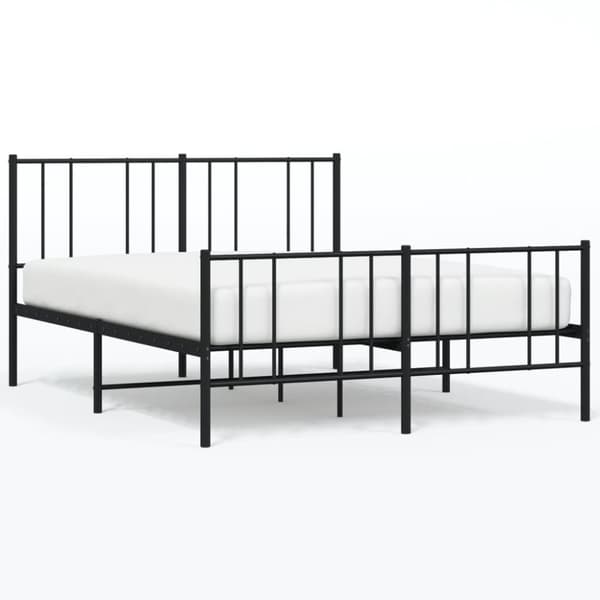 sengeramme med sengegavl og fodgærde 135x190 cm metal sort
