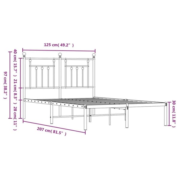 sengeramme med sengegavl 120x200 cm metal sort