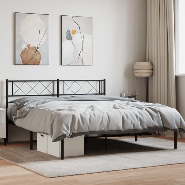 sengeramme med sengegavl 140x190 cm metal sort
