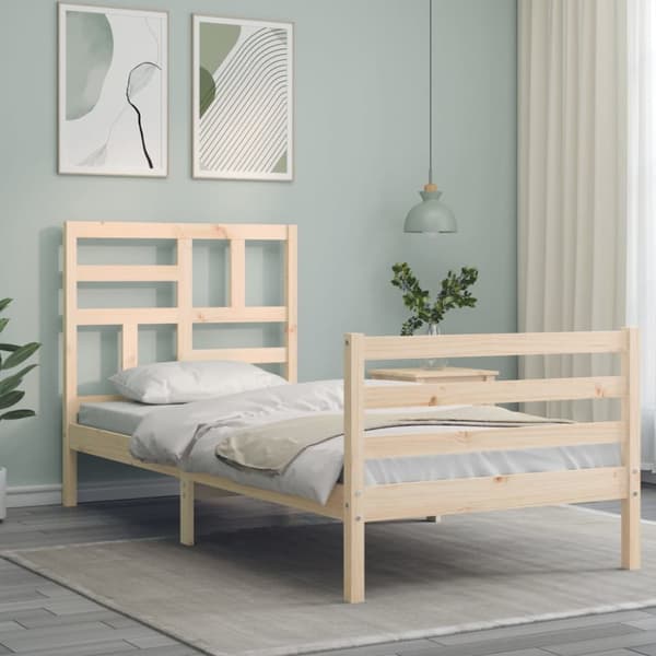sengeramme med sengegavl 90x200 cm massivt træ