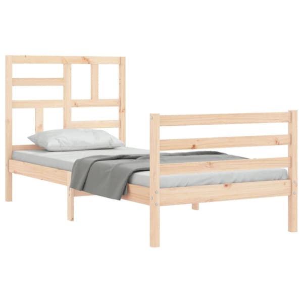 sengeramme med sengegavl 90x200 cm massivt træ
