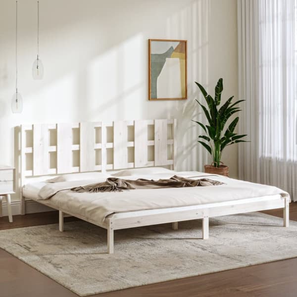 sengeramme 200x200 cm massivt fyrretræ hvid