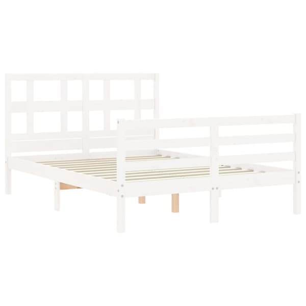 sengeramme med sengegavl 140x200 cm massivt træ hvid