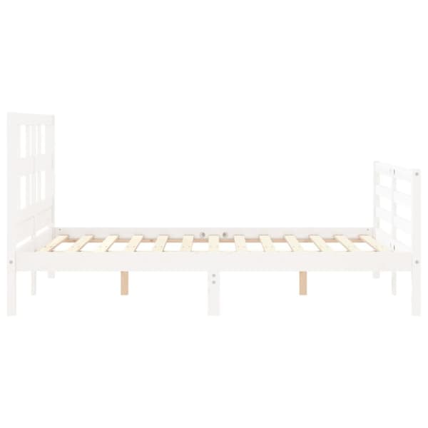 sengeramme med sengegavl 140x200 cm massivt træ hvid