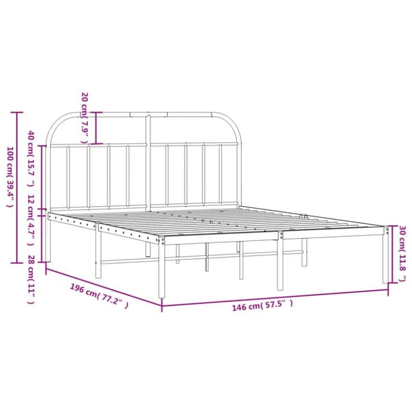 sengeramme med sengegavl 140x190 cm metal sort
