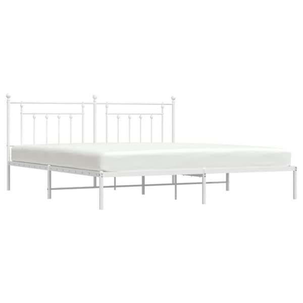 sengeramme med sengegavl 200x200 cm metal hvid