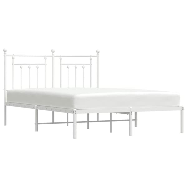 sengeramme med sengegavl 140x200 cm metal hvid