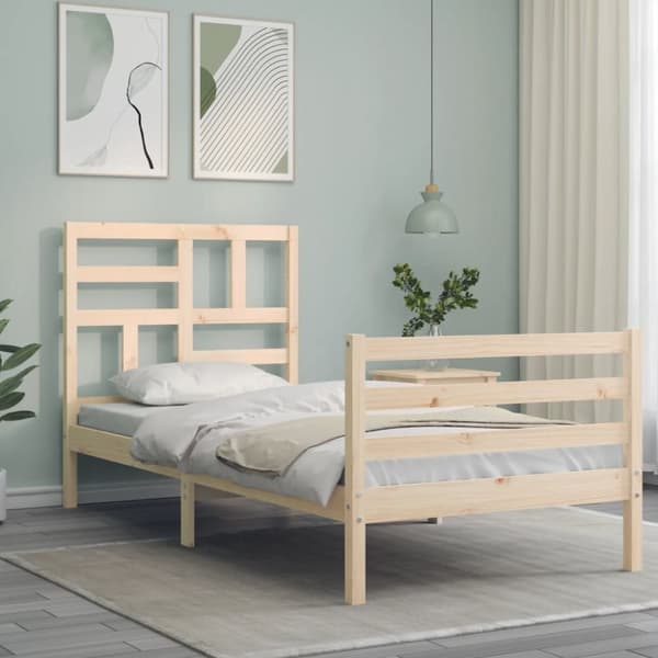 Sängram med huvudgavel 100x200 cm massivt trä