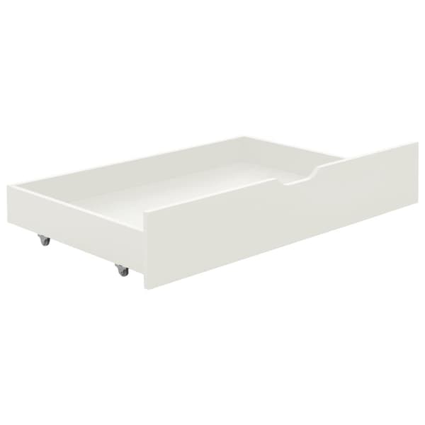 Sängram med 2 lådor vit massiv furu 90x200 cm