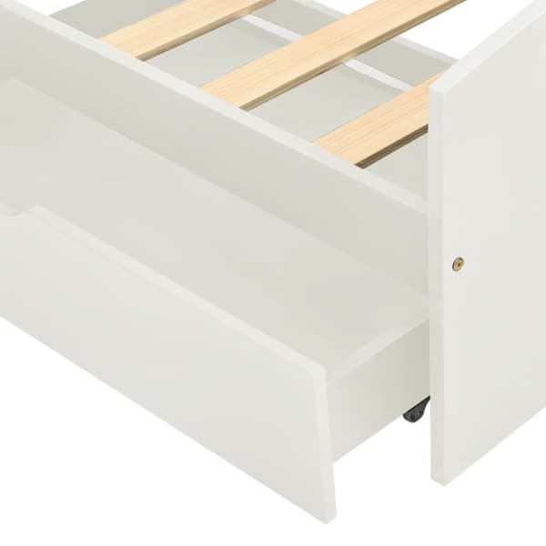 Sängram med 2 lådor vit massiv furu 90x200 cm