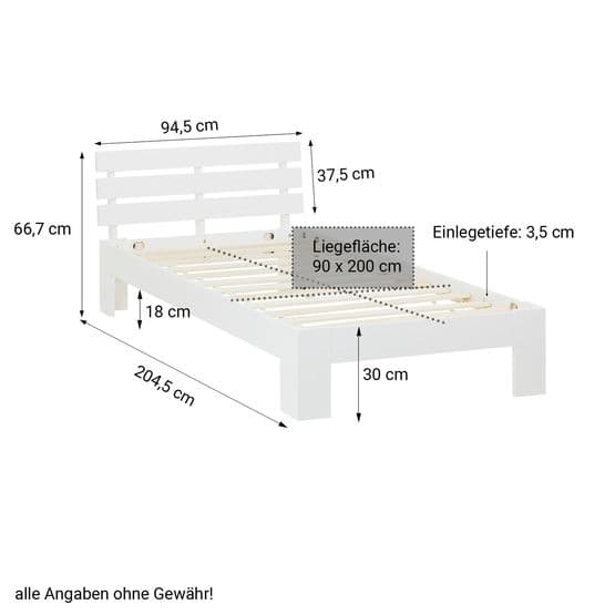 Enkeltseng - Hvid Med 2 Skuffer - 90x200 Cm