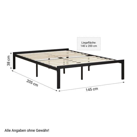 Enkelsäng - Metall 140x200 Cm Med Madrass - Svart