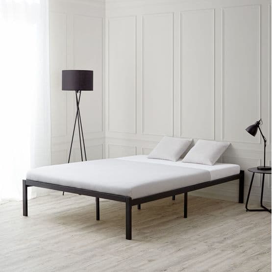 Enkelsäng - Metall 140x200 Cm Med Madrass - Svart