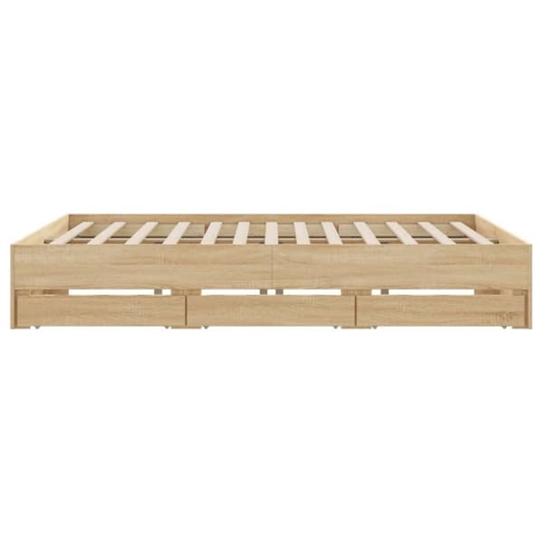 vidaXL sengeramme med skuffer 180x200 cm konstrueret træ sonoma-eg