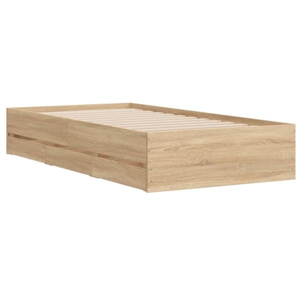 vidaXL sengeramme med skuffer 100x200 cm konstrueret træ sonoma-eg