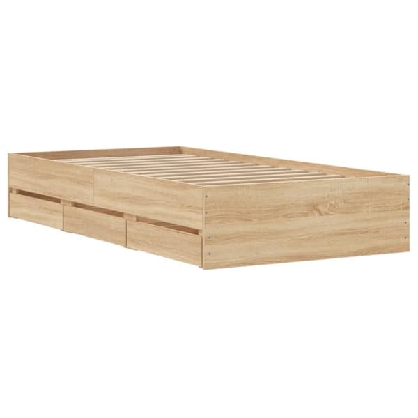 vidaXL sengeramme med skuffer 100x200 cm konstrueret træ sonoma-eg