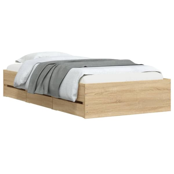 vidaXL sengeramme med skuffer 100x200 cm konstrueret træ sonoma-eg