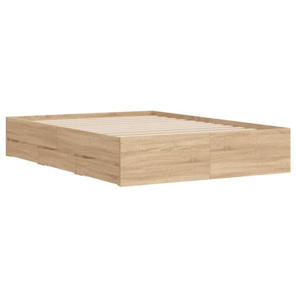 vidaXL Sengeramme med skuffer sonoma eik 120x200 cm konstruert tre