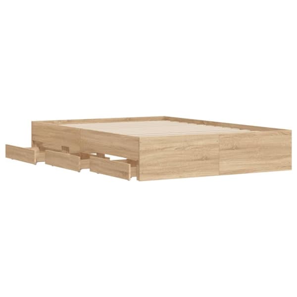 vidaXL Sengeramme med skuffer sonoma eik 120x200 cm konstruert tre