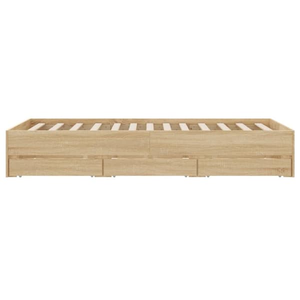 vidaXL Sengeramme med skuffer sonoma eik 120x200 cm konstruert tre