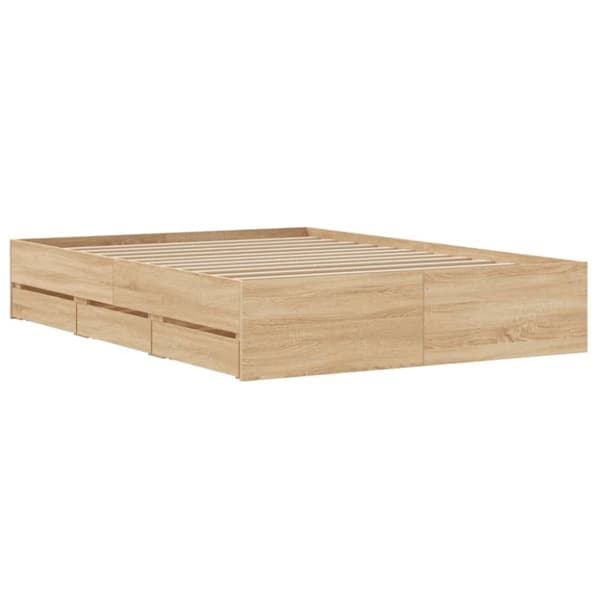 vidaXL Sengeramme med skuffer sonoma eik 120x200 cm konstruert tre