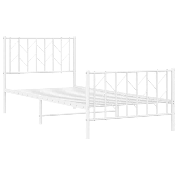 vidaXL Sengeramme i metall med hode- og fotgavl hvit 90x200 cm
