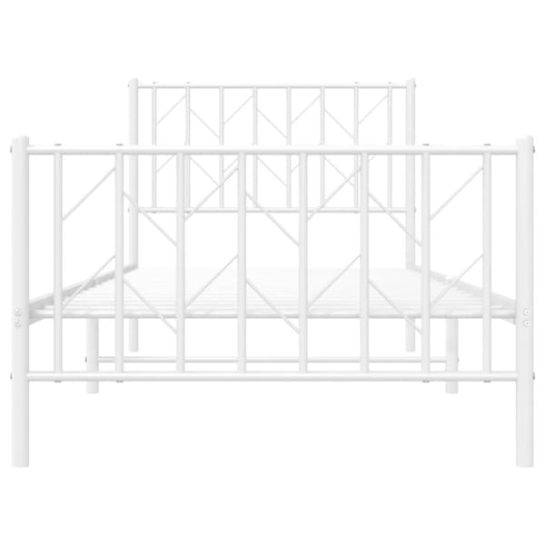 vidaXL Sengeramme i metall med hode- og fotgavl hvit 90x200 cm