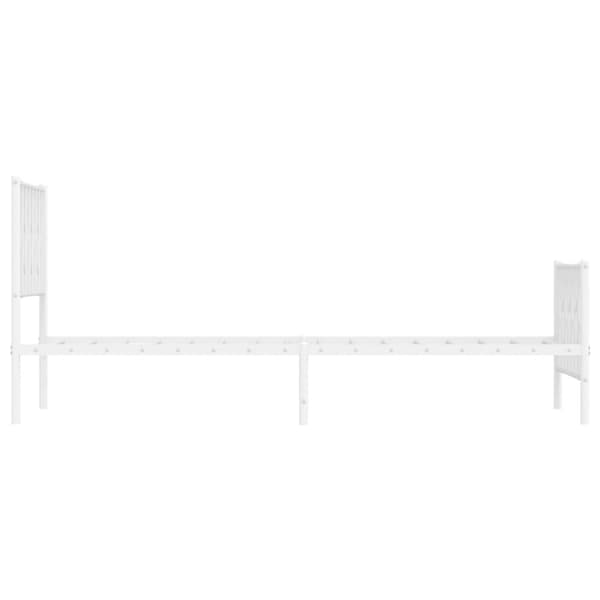 vidaXL Sengeramme i metall med hode- og fotgavl hvit 90x200 cm