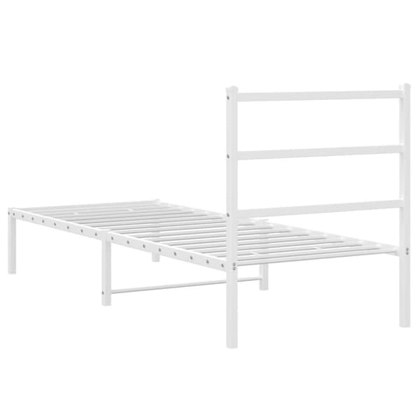 vidaXL Sängram med huvudgavel metall vit 80x200 cm