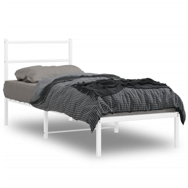 vidaXL Sängram med huvudgavel metall vit 80x200 cm