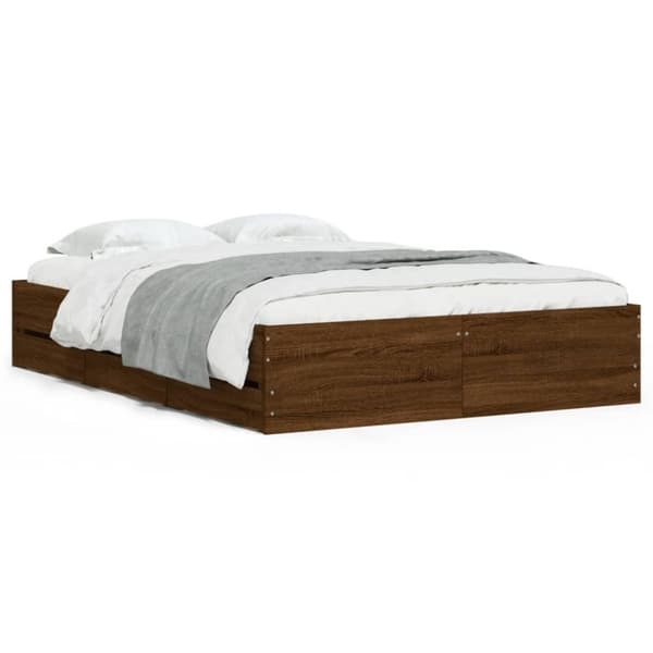vidaXL Sengeramme med skuffer sonoma eik 120x200 cm konstruert tre