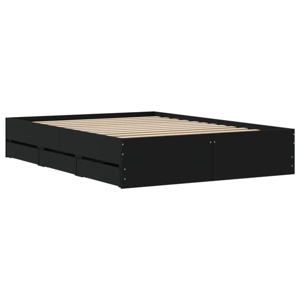 vidaXL Sengeramme med skuffer svart 120x200 cm konstruert tre
