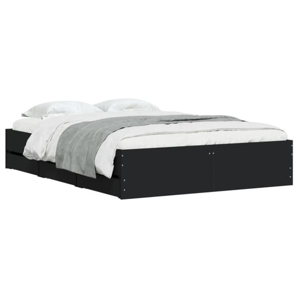 vidaXL Sengeramme med skuffer svart 120x200 cm konstruert tre