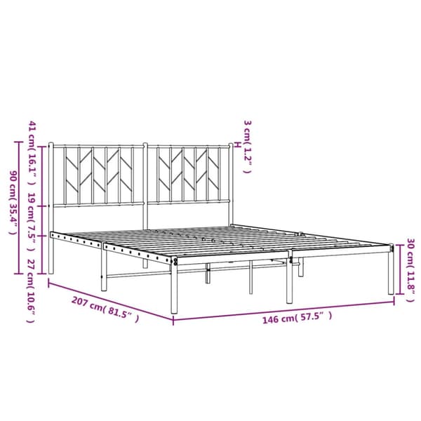 vidaXL sengeramme med sengegavl 140x200 cm metal sort