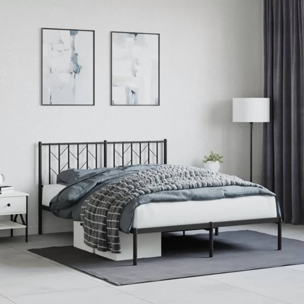 vidaXL sengeramme med sengegavl 140x200 cm metal sort