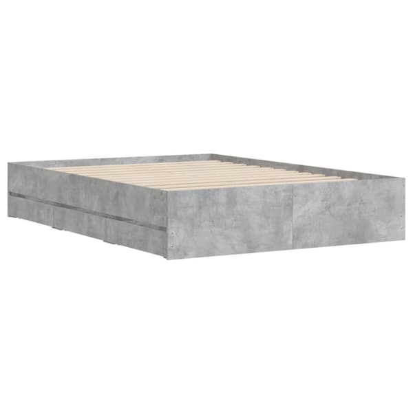 vidaXL Sengeramme med skuffer betonggrå 120x200 cm konstruert tre