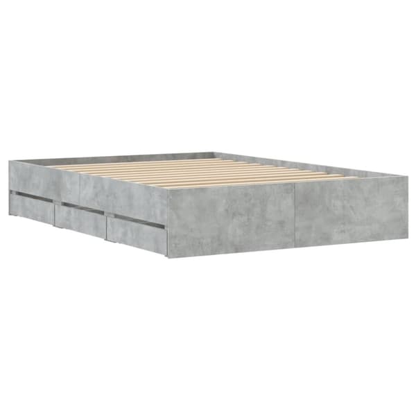 vidaXL Sengeramme med skuffer betonggrå 120x200 cm konstruert tre