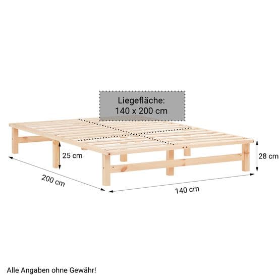 Seng - Sengebund - Platformseng - 140x200 Cm