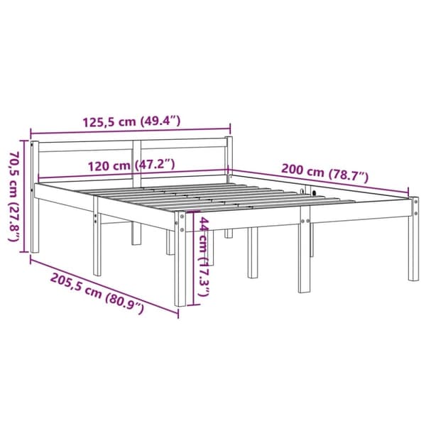 vidaXL Seniorseng voksbrun 120x200 cm heltre furu