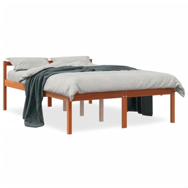 vidaXL Seniorseng voksbrun 120x200 cm heltre furu