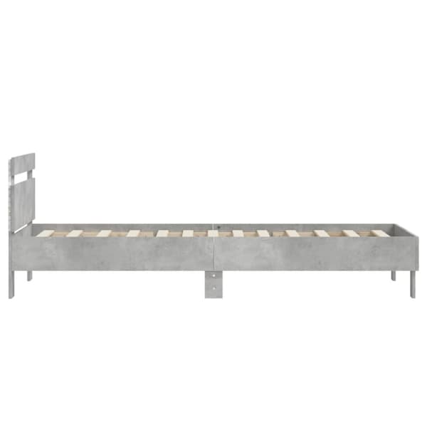 vidaXL Sängynrunko päädyllä ja LED-valoilla betoninharmaa 90x200 cm