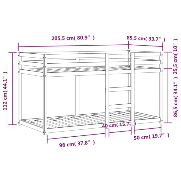 vidaXL køjeseng 80x200 cm massivt fyrretræ voksbrun