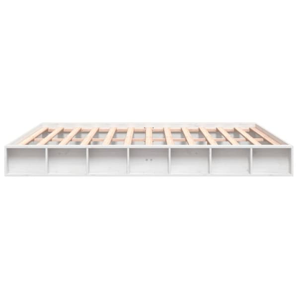 vidaXL Sengeramme med madrass hvit 200x200 cm heltre furu