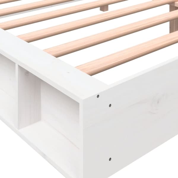 vidaXL Sengeramme med madrass hvit 200x200 cm heltre furu